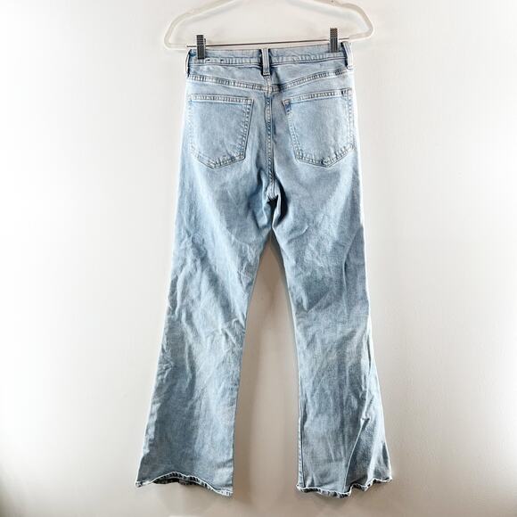 GAP High Rise '70s Flare Leg Distressed Busted Knee Light Wash Jeans Blue 4 - Picture 4 of 10